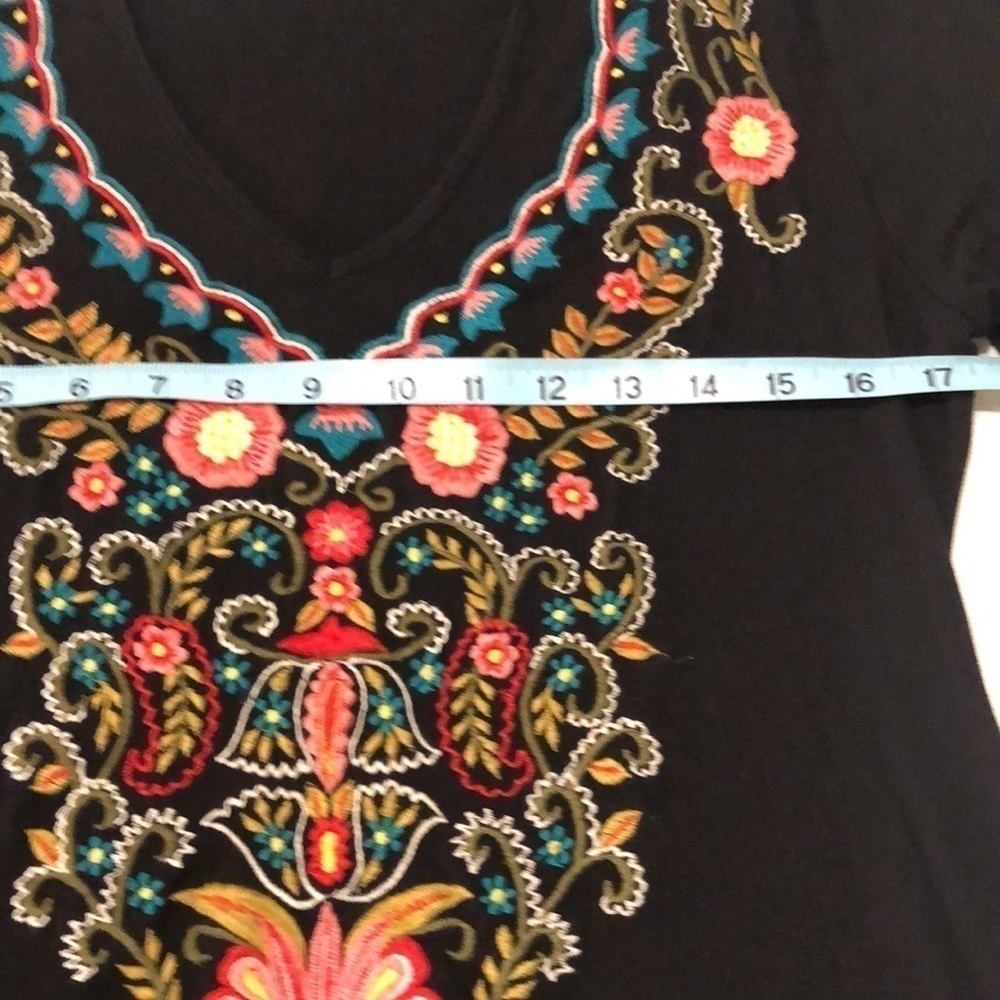 Soft Surroundings embroidered black long top - Picture 3 of 8